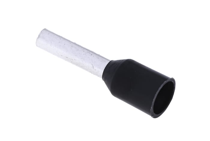 RS PRO Insulated Crimp Bootlace Ferrule, 8mm Pin Length, 1.7mm Pin Diameter, 1.5mm² Wire Size, Black