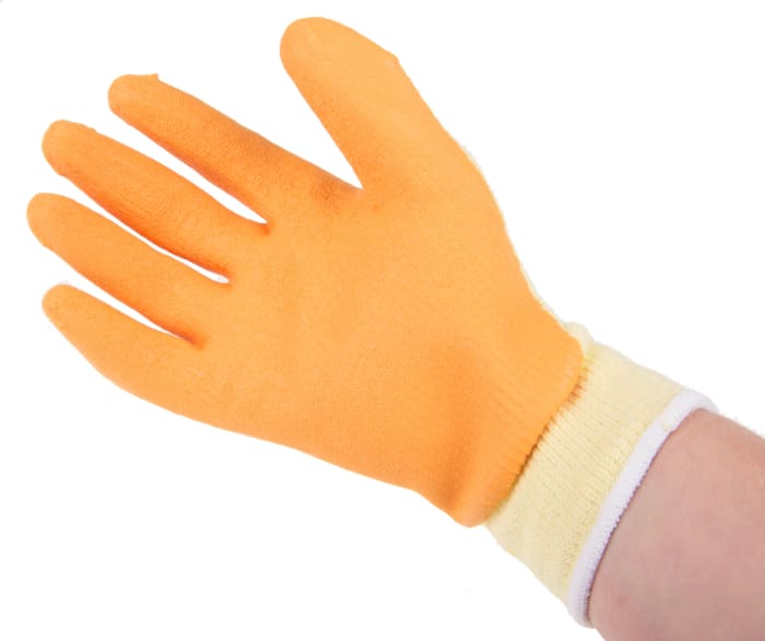 BM Polyco Reflex Yellow Latex General Purpose Work Gloves, Size 9, Large, Latex Coating