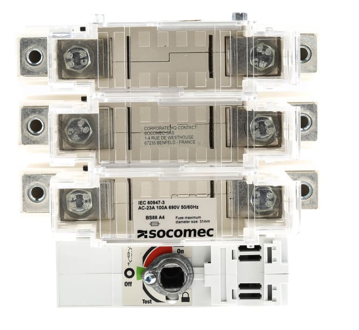 Socomec Fuse Switch Disconnector, 3-Pole, 10 A, 100 A