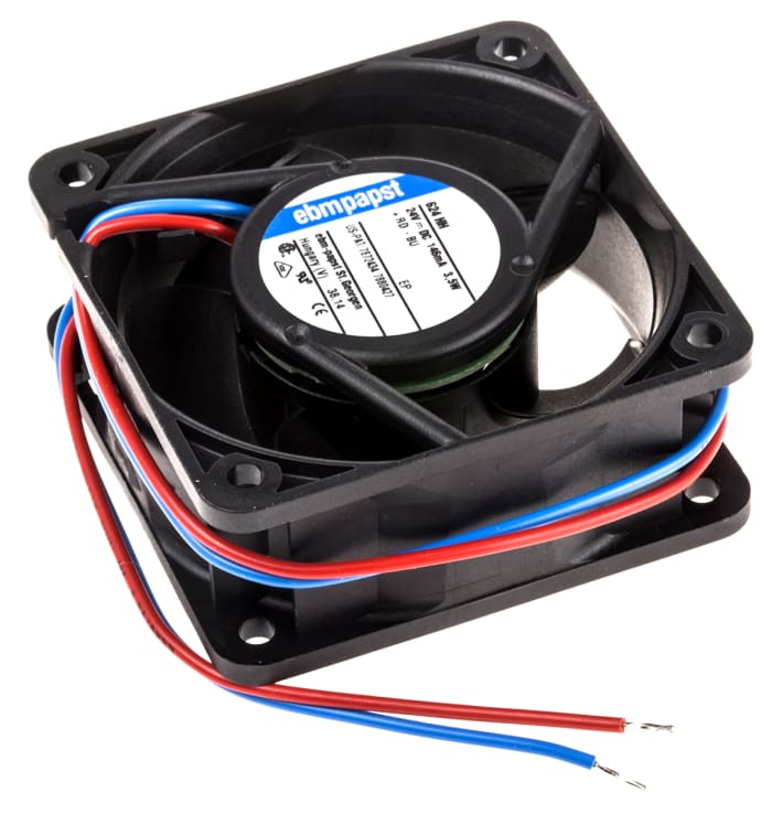 ebm-papst 620 Series Axial Fan, 24 V dc, DC Operation, 56m³/h, 3.6W, 150mA Max, 60 x 60 x 25mm
