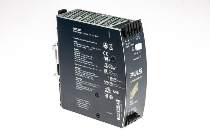 PULS DIMENSION Q Switched Mode DIN Rail Power Supply, 100 → 240V ac ac Input, 24V dc dc Output, 5A Output, 120W