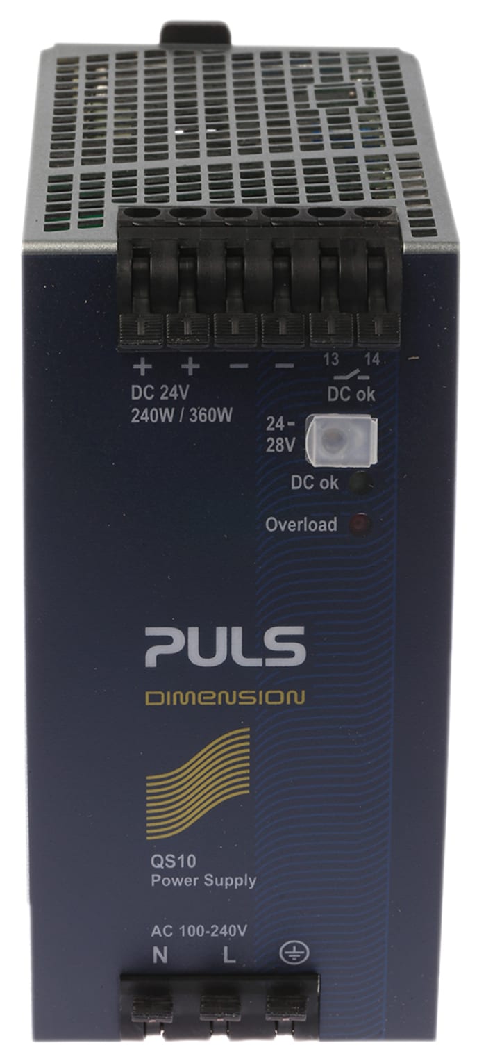 PULS DIMENSION Q Switched Mode DIN Rail Power Supply, 100 → 240V ac ac Input, 24V dc dc Output, 10A Output, 240W