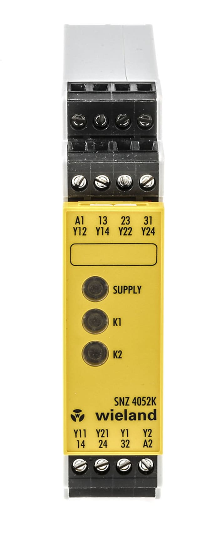 Relé de seguridad Wieland safeRELAY SNZ 4052 de 2 canales, para Control con dos manos, 24V ac/dc, cat. seg. ISO 13849-1