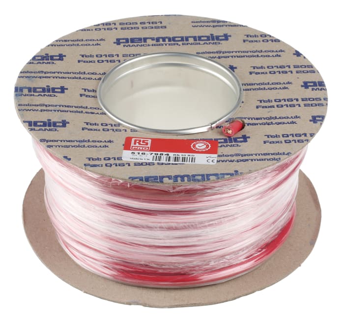 RS PRO  RS PRO Red 10 mm² Hook Up Wire, 7 AWG, 80/0.4 mm, 25m