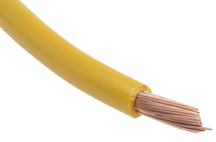 Kabel do panelů plocha průřezu 10 mm², prameny vodičů: 80/0,4 mm, Žlutá, 600 V 25m 7 AWG RS PRO