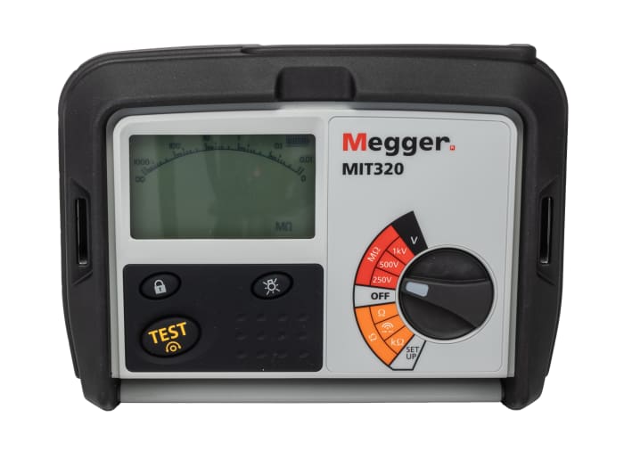 Megger MIT320 Insulation & Continuity Tester, 250V Min, 1000V dc Max, 999MΩ Max, CAT III 600V - UKAS Calibration