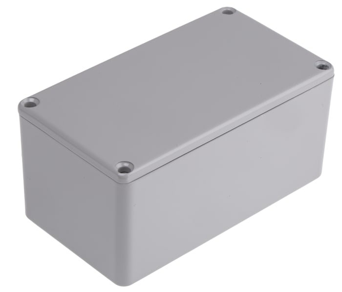 RS PRO Grey Die Cast Aluminium Enclosure, Grey Lid, 114.4 x 63.7 x 55.1mm