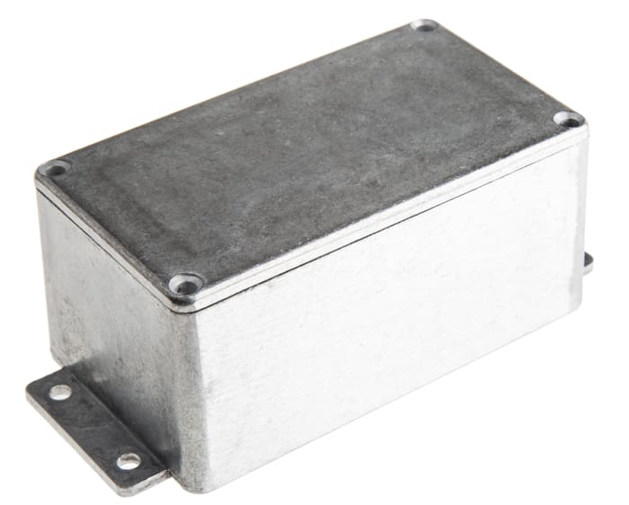RS PRO Silver Die Cast Aluminium Enclosure, Flanged, Silver Lid, 139.6 x 63.8 x 55mm
