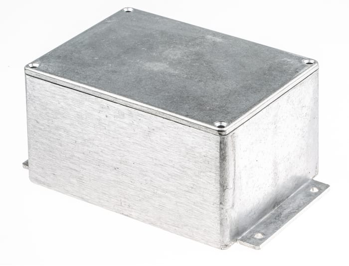 RS PRO Silver Die Cast Aluminium Enclosure, Flanged, Silver Lid, 168.7 x 101.6 x 76.5mm