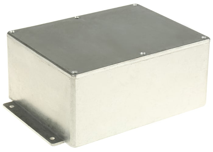 RS PRO Silver Die Cast Aluminium Enclosure, Flanged, Silver Lid, 194.8 x 127.4 x 76.3mm