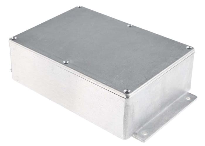 RS PRO Silver Die Cast Aluminium Enclosure, Flanged, Silver Lid, 201.7 x 121.2 x 55.3mm