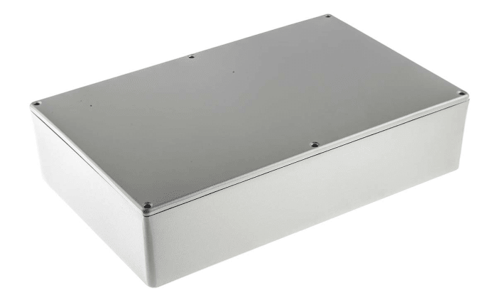 RS PRO Grey Die Cast Aluminium Enclosure, Grey Lid, 275 x 175 x 65.5mm