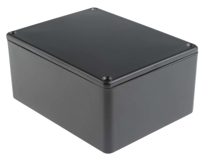 RS PRO Black Die Cast Aluminium Enclosure, Black Lid, 114.7 x 89.7 x 55.1mm