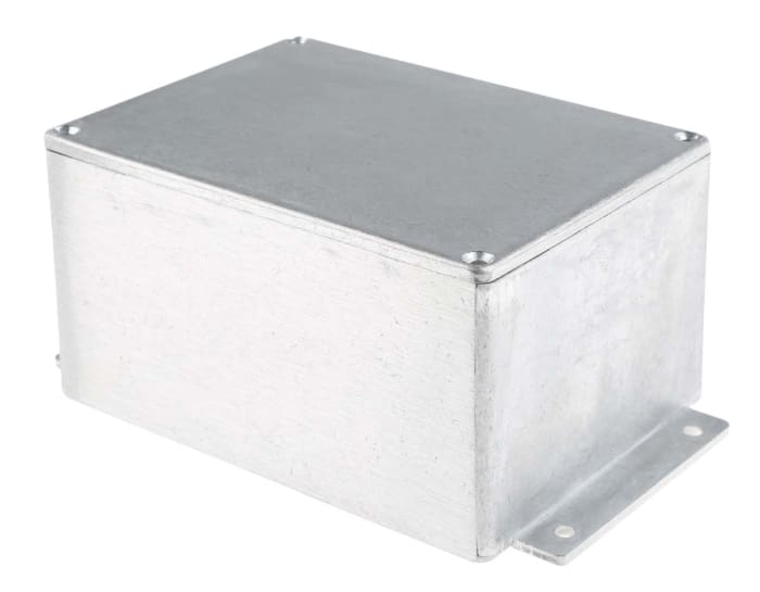 RS PRO Silver Die Cast Aluminium Enclosure, IP66 Flanged 77 mm, 140 mm, 102 mm