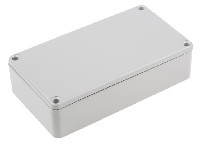 RS PRO Grey Die Cast Aluminium Enclosure, IP66, Grey Lid, 114.5 x 63.6 x 30.3mm