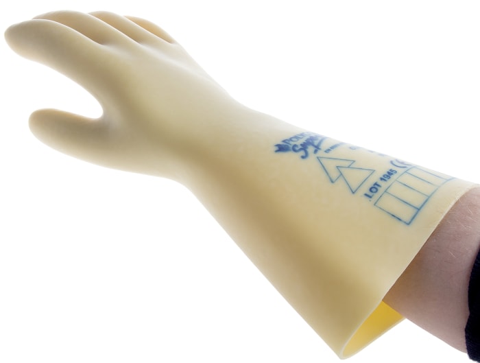 Polyco Healthline Electricians Gloves Yellow Latex Electrical Protection Electrical Insulating Gloves, Size 9, Latex