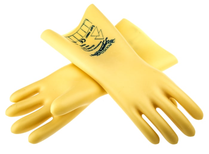 Polyco Healthline Electricians Gloves Yellow Latex Electrical Protection Electrical Insulating Gloves, Size 10, Latex