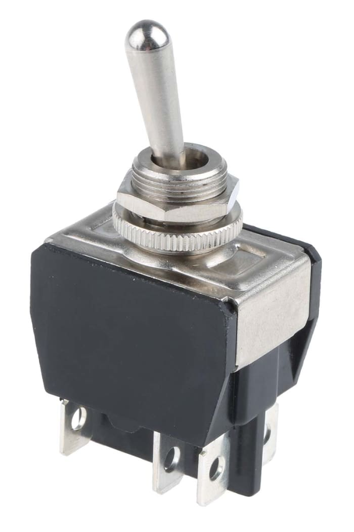 APEM Toggle Switch, Panel Mount, On-On, DPDT, Tab Terminal