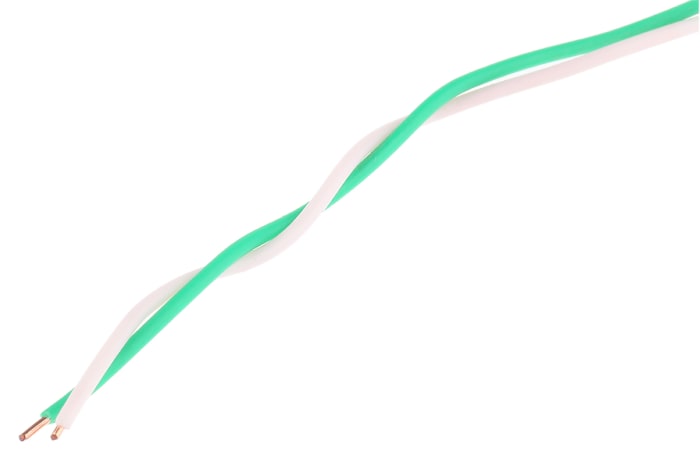 Decelect 2 Core Telephone Cable, 1, White, Green Sheath, 100 m