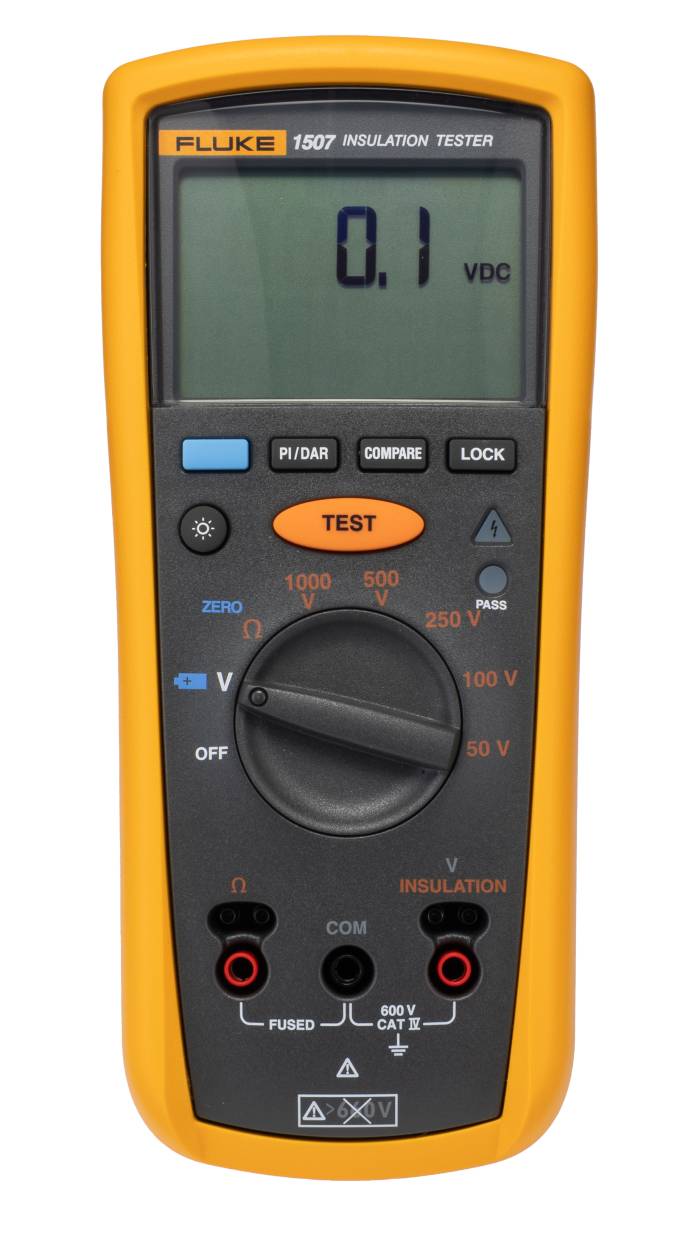 Fluke 1507 Insulation Tester, 50V Min, 1000V Max, 10GΩ Max, CAT III 600V