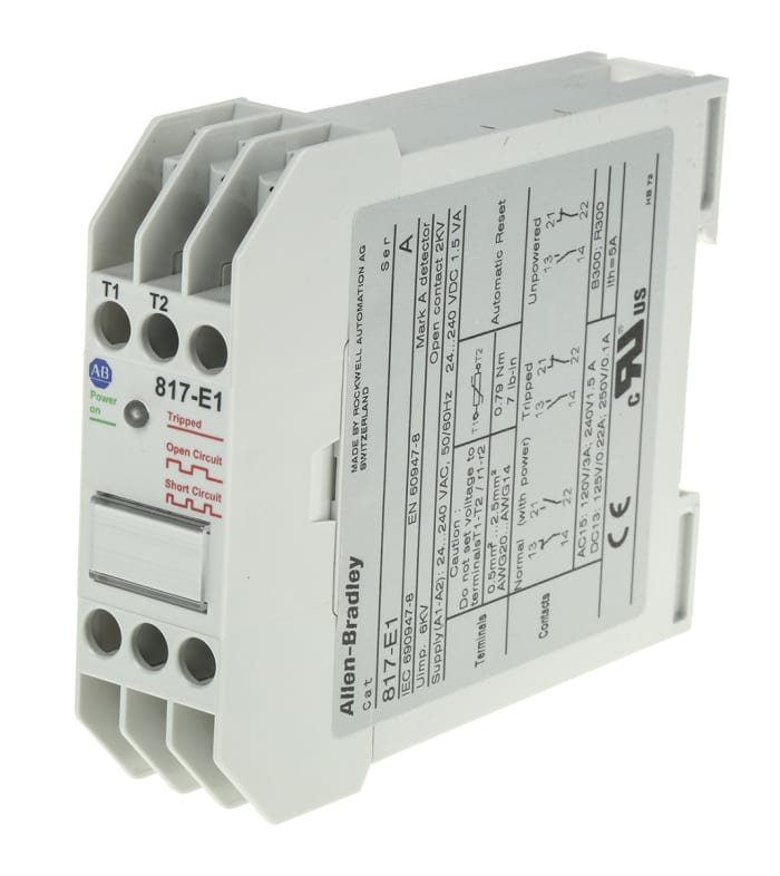 Allen Bradley Kontrol Rölesi, DPST, Sıcaklık, Besleme Gerilimi: 24 → 240 V ac/dc