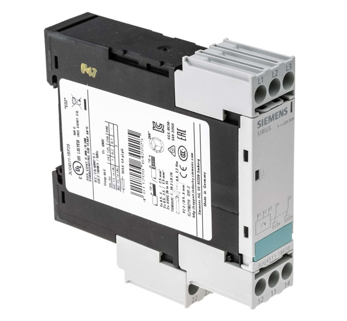 Siemens Phase Monitoring Relay, 3 Phase, DPDT, DIN Rail