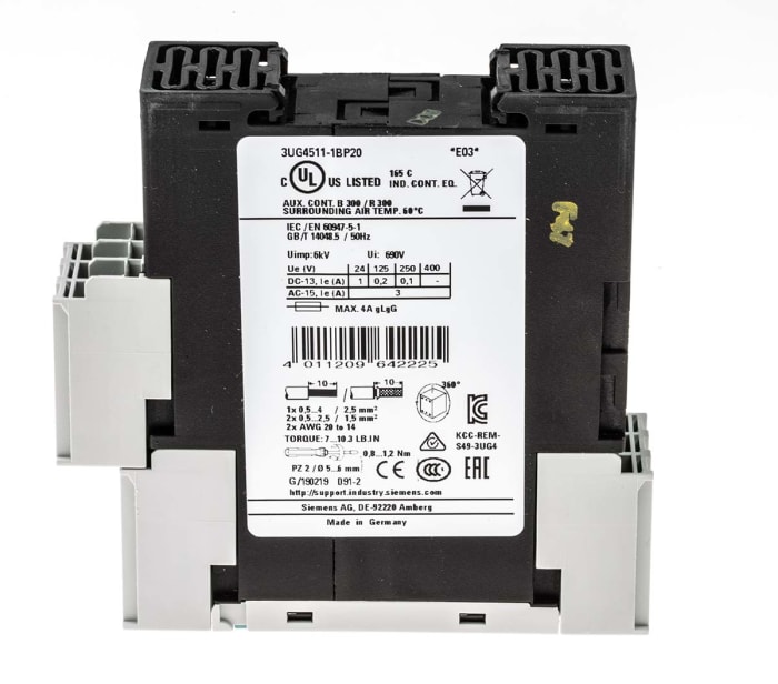 3UG45111BP20 Siemens Siemens Phase Monitoring Relay With DPDT