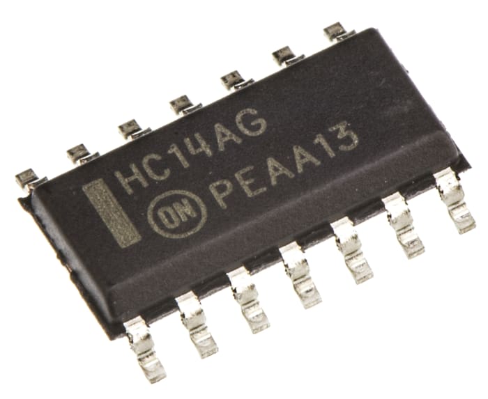 Inversor, MC74HC14ADG, Hex canales SOIC 14 pines HC, alimentación 2 → 6 V Sí