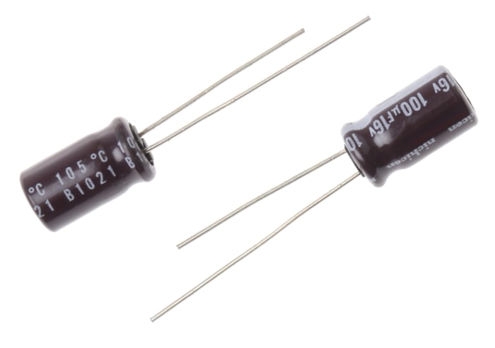 Nichicon 100μF Electrolytic Capacitor 16V dc, Through Hole - UPS1C101MED