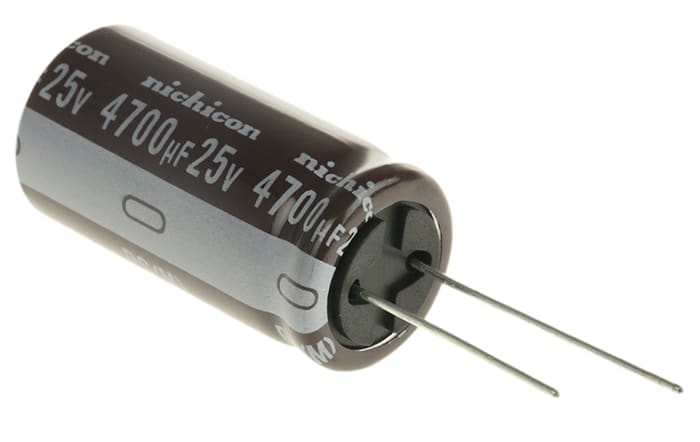 Nichicon 4700μF Aluminium Electrolytic Capacitor 25V dc, Radial, Through Hole - UPS1E472MHD