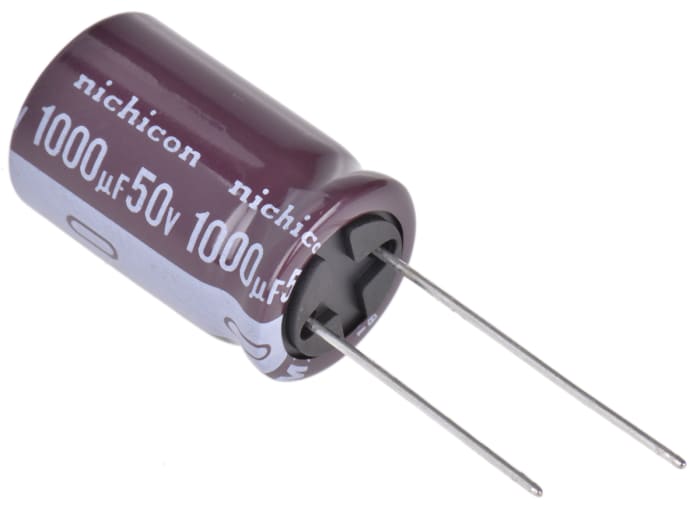 Nichicon 1000μF Aluminium Electrolytic Capacitor 50V dc, Radial, Through Hole - UPS1H102MHD