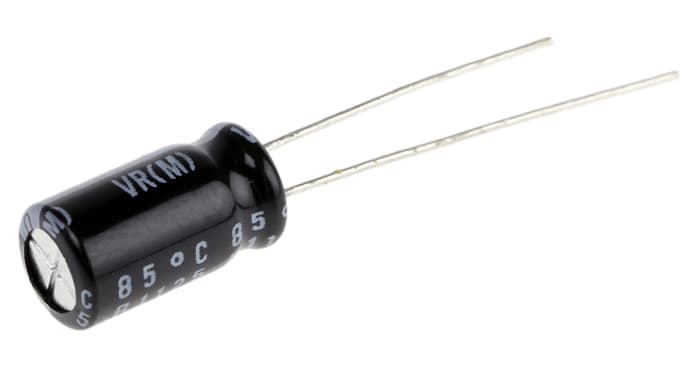 Nichicon 100μF Aluminium Electrolytic Capacitor 25V dc, Radial, Through Hole - UVR1E101MED
