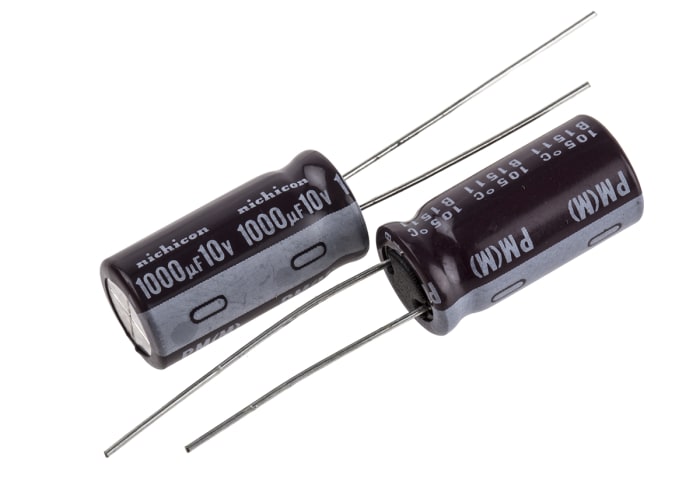 Nichicon 1000μF Aluminium Electrolytic Capacitor 10V dc, Radial, Through Hole - UPM1A102MPD