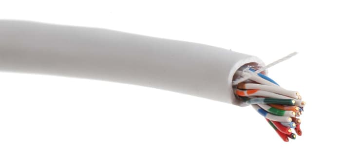 RS PRO 20 Core CW1308 Telephone Cable, White Sheath, 100m