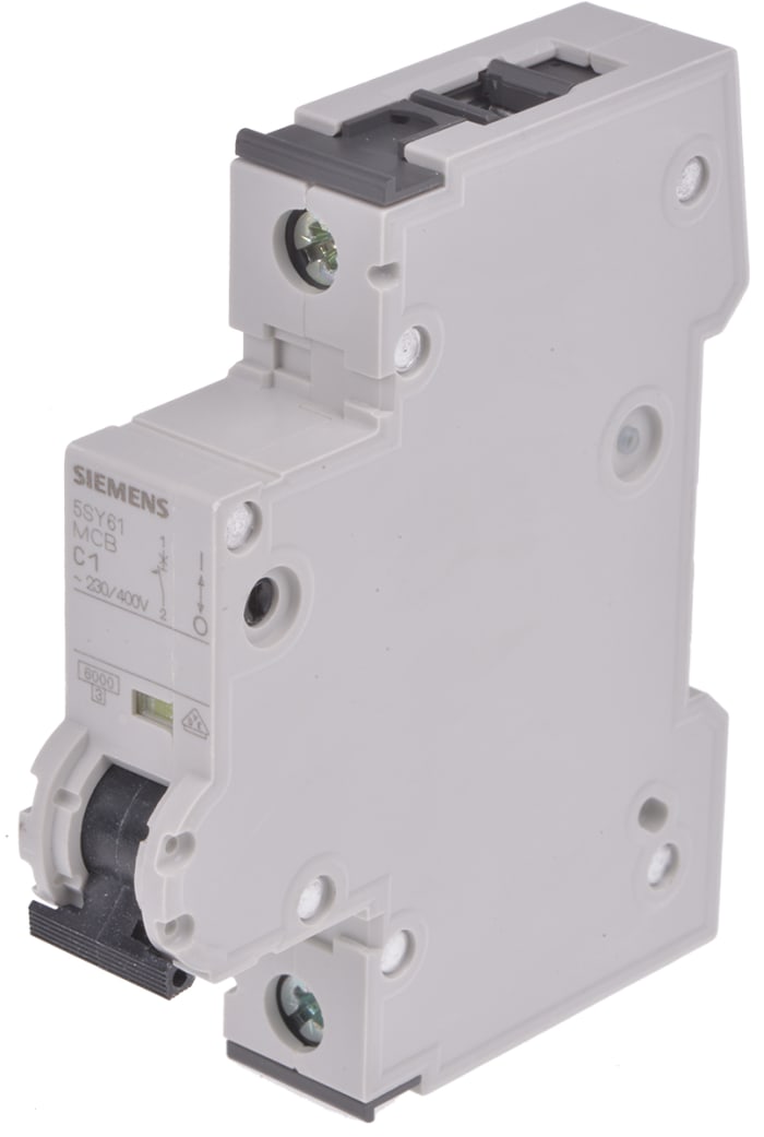 Disjoncteur Siemens 5SY6 1P, 1A, pouvoir de coupure 6 kA, montage rail DIN