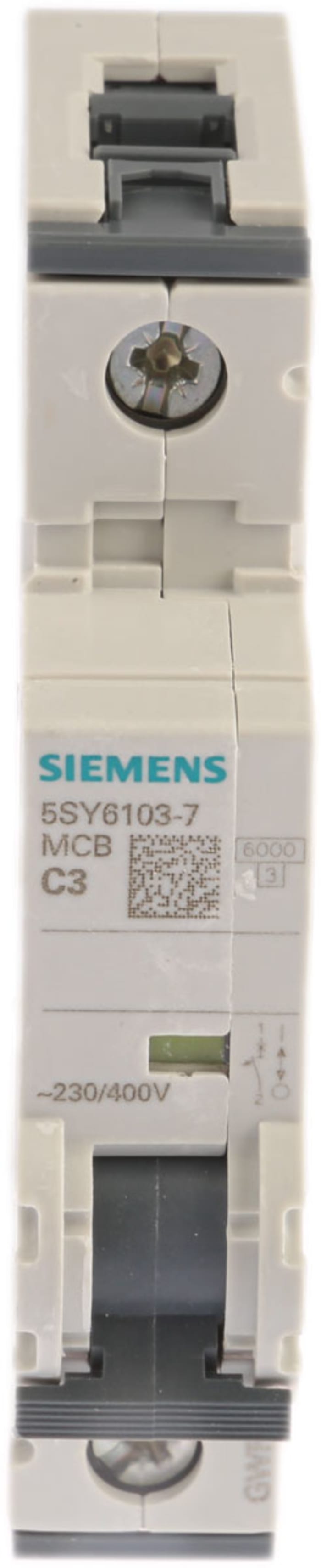 Siemens Sentron 5SY6 MCB, 1P, 3A Curve C, 230V AC, 72V DC, 6 kA Breaking Capacity