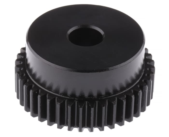 RS PRO Steel 40 Teeth Spur Gear, 1 Module, 10mm Bore Diam, 40mm Pitch Diam, 35mm Hub Diam