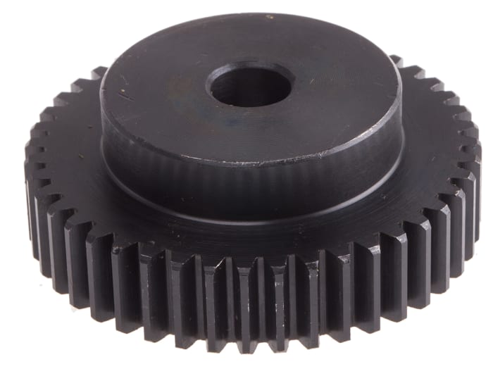 RS PRO Steel 44 Teeth Spur Gear, 1.5 Module, 12mm Bore Diam, 66mm Pitch Diam, 45mm Hub Diam