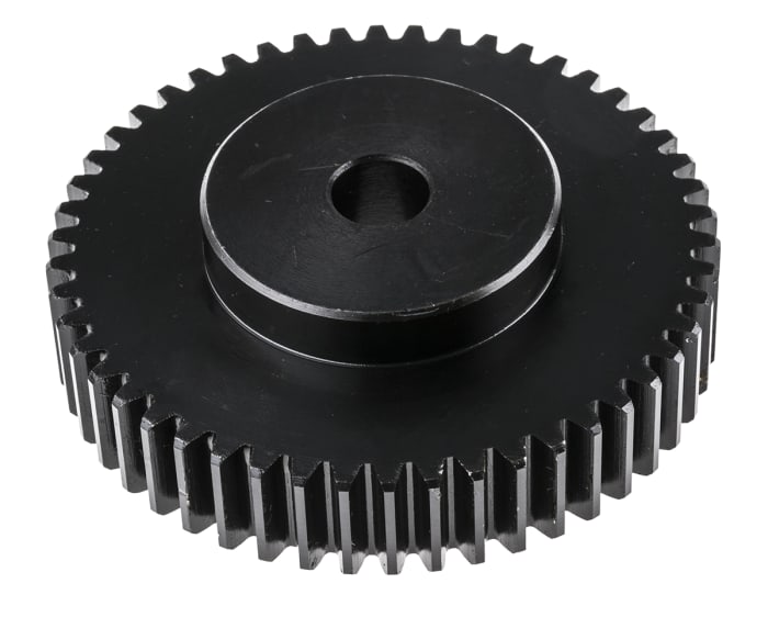 RS PRO Steel 50 Teeth Spur Gear, 2 Module, 15 mm Bore Diam, 100 mm Pitch Diam, 55 mm Hub Diam