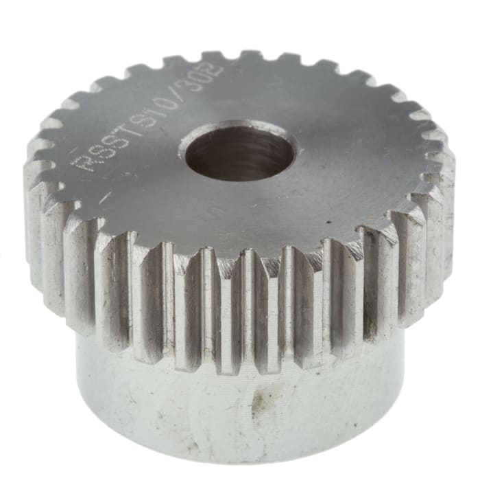RS PRO Stainless Steel 30 Teeth Spur Gear, 1 Module, 8mm Bore Diam, 30mm Pitch Diam, 25mm Hub Diam