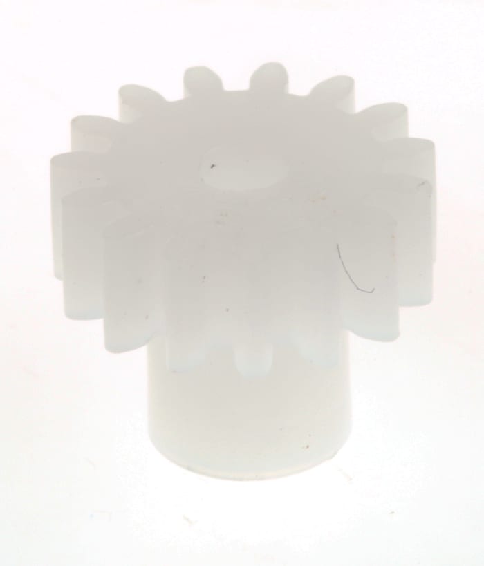 RS PRO POM 15 Teeth Spur Gear, 0.5 Module, 2mm Bore Diam, 7.5mm Pitch Diam, 4.5mm Hub Diam