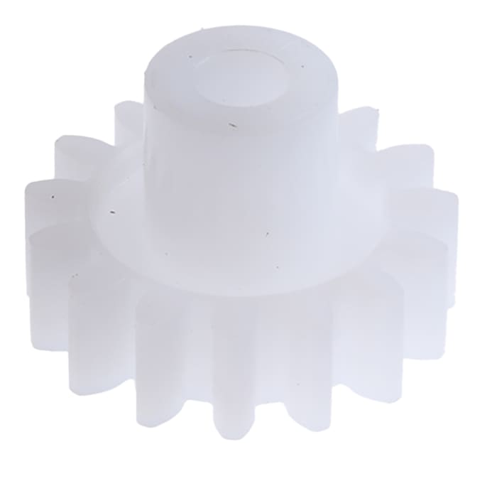 RS PRO POM 15 Teeth Spur Gear, 0.8 Module, 3mm Bore Diam, 12mm Pitch Diam, 6mm Hub Diam