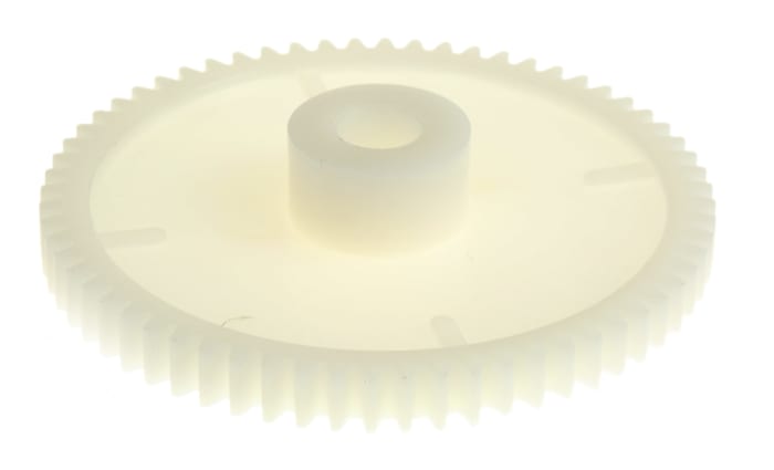 RS PRO POM 64 Teeth Spur Gear, 1 Module, 8mm Bore Diam, 64mm Pitch Diam, 18mm Hub Diam