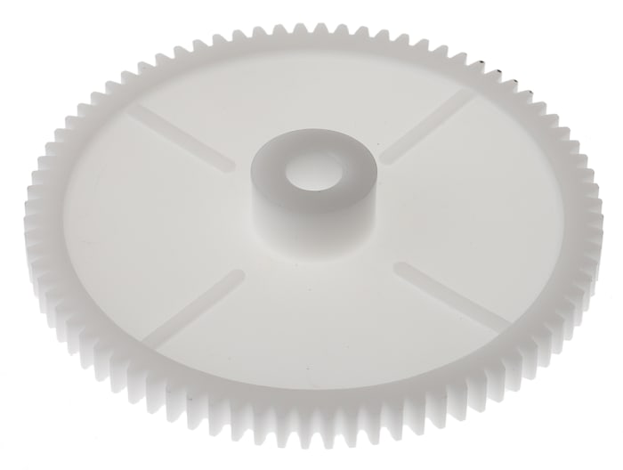 RS PRO POM 80 Teeth Spur Gear, 1 Module, 8mm Bore Diam, 80mm Pitch Diam, 18mm Hub Diam