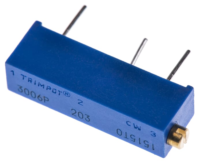 20kΩ, Through Hole Trimmer Potentiometer 0.75W Side Adjust Bourns, 3006