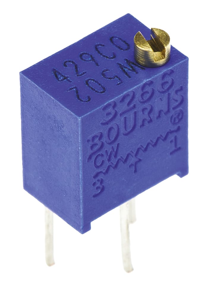 5kΩ, Through Hole Trimmer Potentiometer 0.25W Top Adjust Bourns, 3266