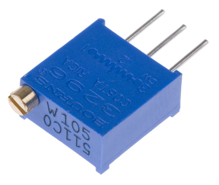 3296W-1-105LF Bourns | 1MΩ, Through Hole Trimmer Potentiometer 0.5W Top ...