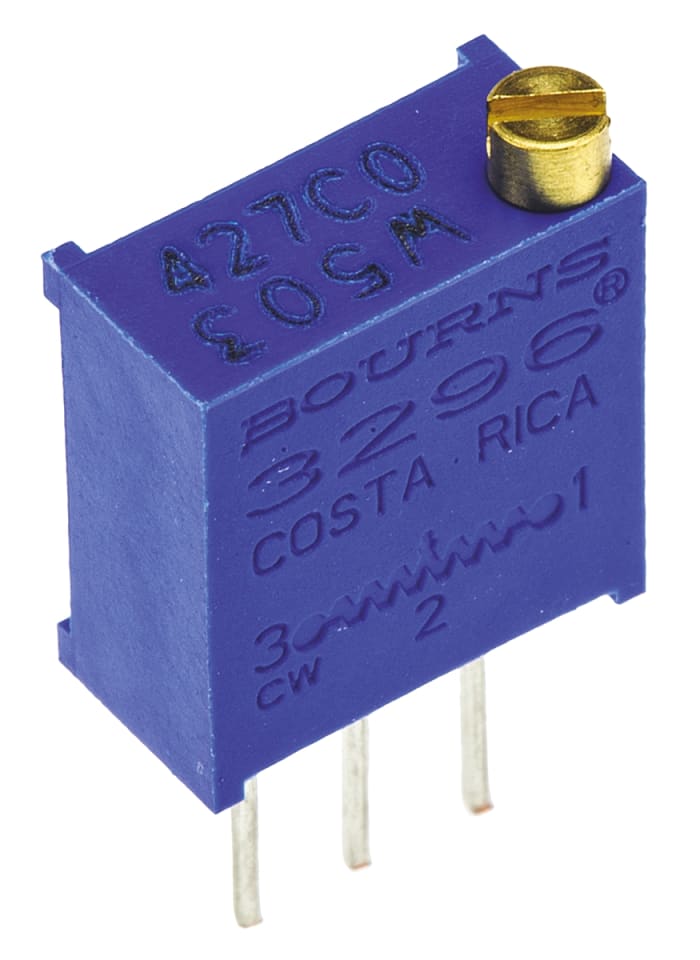 Bourns Trimpot (Trimmer Potansiyometre) 50kΩ, 25 Dönüşlü, Üstten Ayarlı, 1/2W, ±100ppm/°C, Pinli, 3296W Serisi