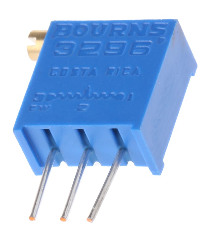 2kΩ, Through Hole Trimmer Potentiometer 0.5W Side Adjust Bourns, 3296