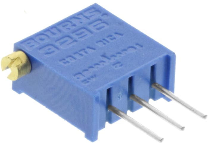 Potenciómetro para PCB Bourns serie 3296, 20kΩ máximo, ±10%, ±100ppm/°C, 0.5W, vueltas: 25, Montaje en orificio pasante
